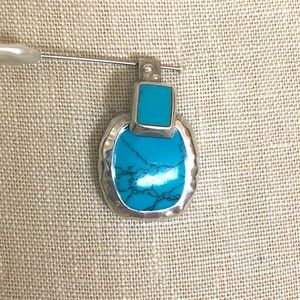 ❤️ Sterling Silver Mexican Turquoise Pendant Vintage
